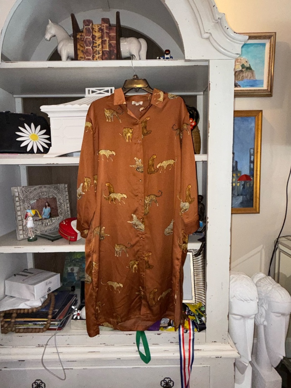 Umgee Small S cheetah midi shirt dress - Picture 2 of 4